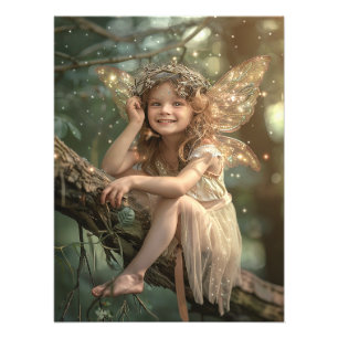 Little Girl Fairy Sparkle Glitzer Gold Wings Fotodruck
