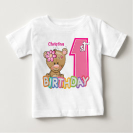 Little Girl First Birthday Teddy Bear Baby T-shirt