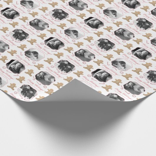 Little Girl Gingerbrett Rosa Foto Weihnachten Geschenkpapier (Ecke)