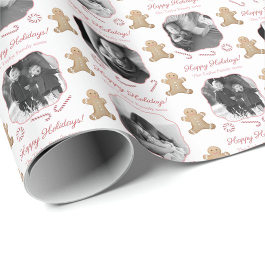 Little Girl Gingerbrett Rosa Foto Weihnachten Geschenkpapier (Rolleneckpunkt)