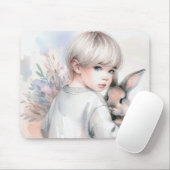 Little Girl Holding a Bunny Mousepad (Mit Mouse)