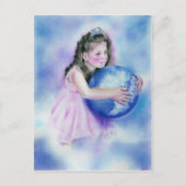 Little Girl Holding Globe Earth Postcard Postkarte (Vorderseite)