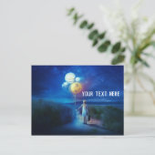 Little Girl Holding Planet Balloons Postkarte (Stehend Vorderseite)