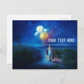 Little Girl Holding Planet Balloons Postkarte (Vorne/Hinten)