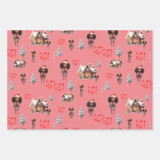 Little Girl Holiday Geschenkpapier Set (Vorderseite)