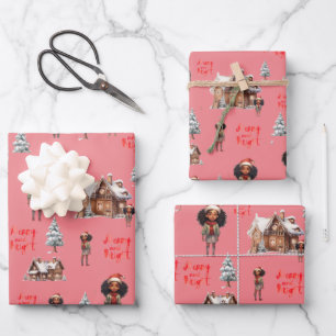 Little Girl Holiday Geschenkpapier Set