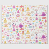 Little Girl Hübsch Princess Fairy Tale Muster Geschenkpapier (Flach)
