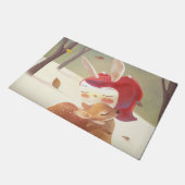 Little Girl Hugging Deer Fußmatte (Schrägansicht)