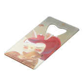 Little Girl Hugging Deer Geldbeutel Flaschenöffner (Vorderseite Schrägansicht)