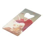 Little Girl Hugging Deer Geldbeutel Flaschenöffner (Rückseite Schrägansicht)