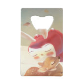 Little Girl Hugging Deer Geldbeutel Flaschenöffner (Rückseite)