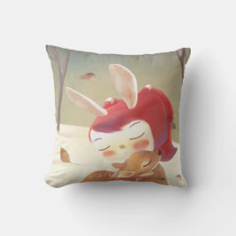 Little Girl Hugging Deer Kissen