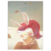 Little Girl Hugging Deer Klemmbrett (Rückseite)