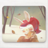 Little Girl Hugging Deer Mousepad (Vorne)