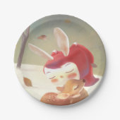 Little Girl Hugging Deer Pappteller (Vorderseite)