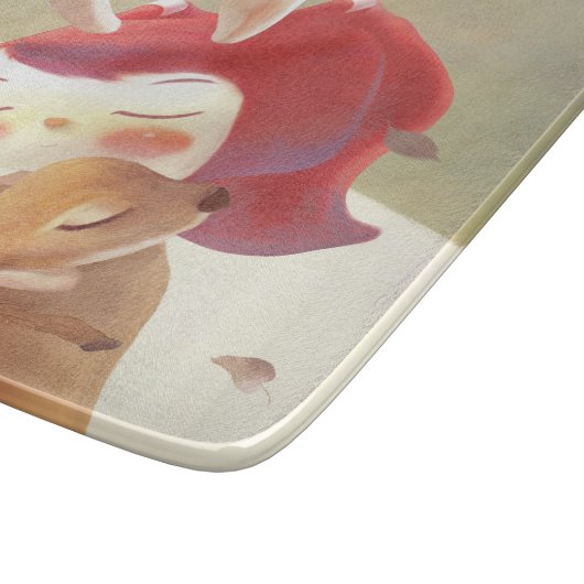 Little Girl Hugging Deer Schneidebrett (Ecke)