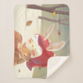 Little Girl Hugging Deer Sherpadecke (Vorderseite)