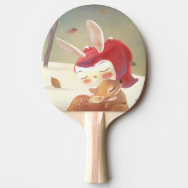 Little Girl Hugging Deer Tischtennis Schläger