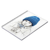 Little Girl In Blue Hat 3-Dimensional Sketch Notizblock (Linke Seite)