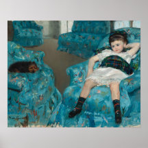 Little Girl in einem blauen Sessel (von Mary Cassa