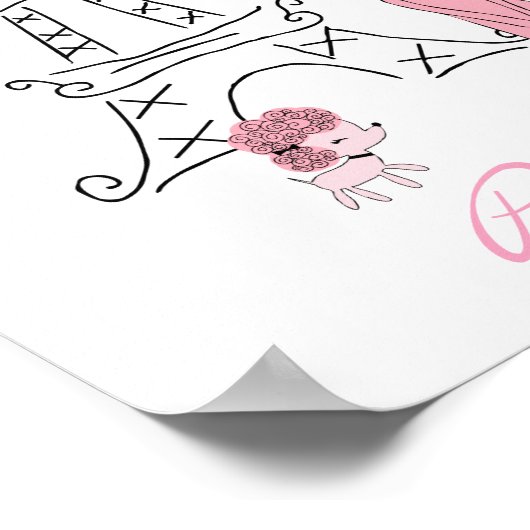 Little Girl in Paris mit Poodle Poster (Ecke)