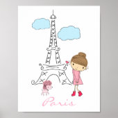 Little Girl in Paris mit Poodle Poster (Vorne)
