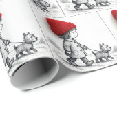 Little Girl In Red Hat Walking Her Dog Geschenkpapier (Rolleneckpunkt)