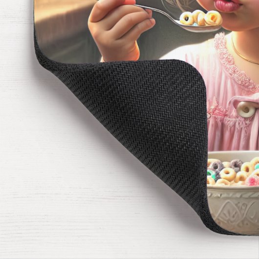 Little Girl isst Getreide Mousepad (Ecke)