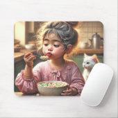 Little Girl isst Getreide Mousepad (Mit Mouse)