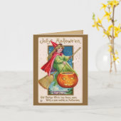 Little Girl & Jack-O-Lantern Vintages Halloween Karte (Gelbe Blume)