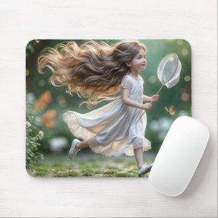 Little Girl jagt Schmetterlinge Mousepad