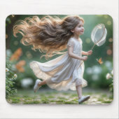 Little Girl jagt Schmetterlinge Mousepad (Vorne)