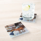 Little Girl Kissing Moose Glasuntersetzer (Schrägansicht)