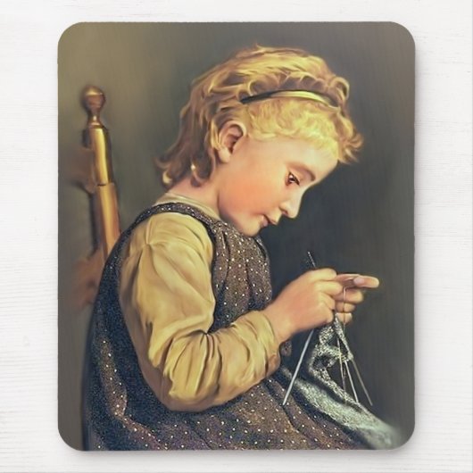 Little Girl Knitting Mousepad (Vorne)