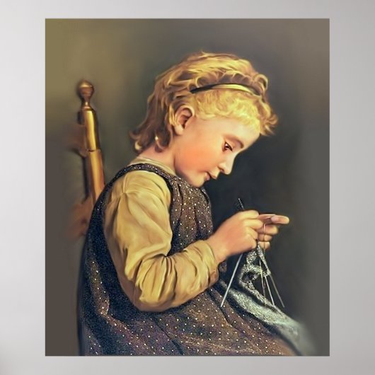 Little Girl Knitting Poster (Vorne)