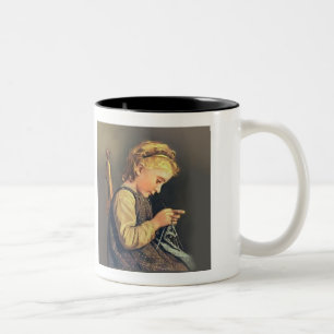 Little Girl Knitting Zweifarbige Tasse
