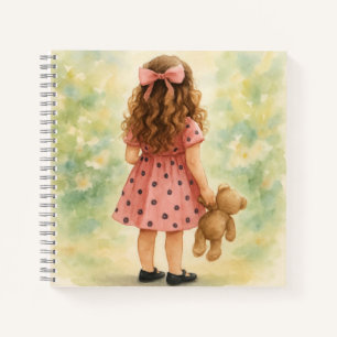 Little Girl mit einem Teddy-Bär von Natasha Us Notizblock