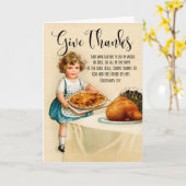 Little Girl mit Kuchen und Türkei für Erntedank Karte (Gelbe Blume)