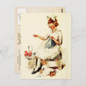 Little Girl Nähen Postkarte (Vorne/Hinten)