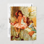 Little Girl Nähen Postkarte (Vorne/Hinten)