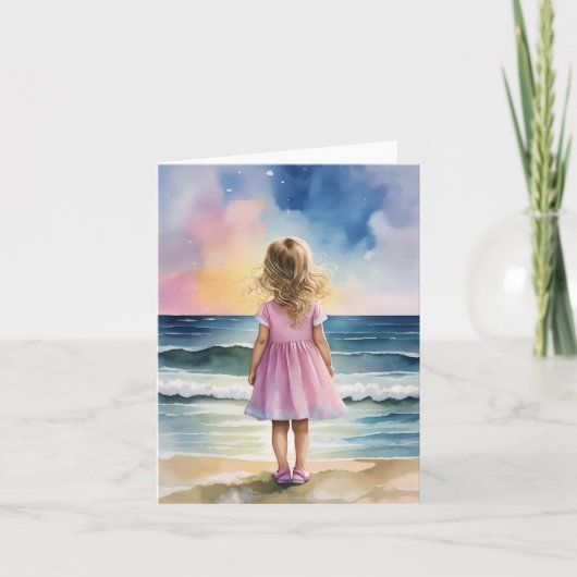 Little Girl on Beach Stationery Karte (Vorderseite)