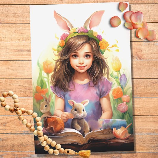 Little Girl on Oaster 3 Decoupage Paper Seidenpapier