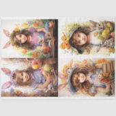 Little Girl on Oaster Collage 1 Dekoupage Paper Seidenpapier (Vorderseite)