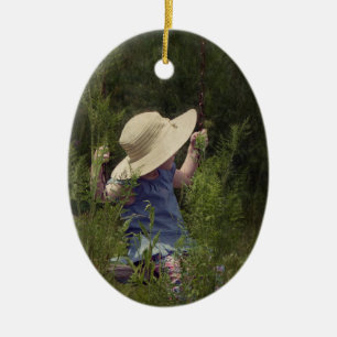Little Girl on Swing Keramikornament