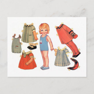 Little Girl Paper Doll Postkarten