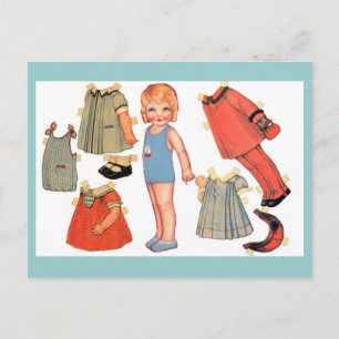 Little Girl Paper Doll Postkarten