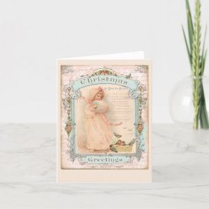 Little Girl Pastel Christimas mit Vögeln Dankeskarte