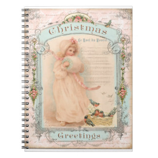 Little Girl Pastel Christimas Vintage Notizblock