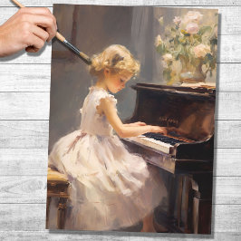 Little Girl Piano 2 Decoupage Paper Seidenpapier