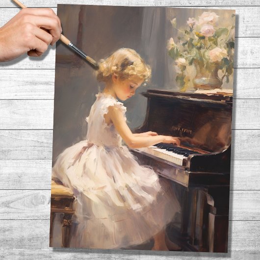 Little Girl Piano 2 Decoupage Paper Seidenpapier